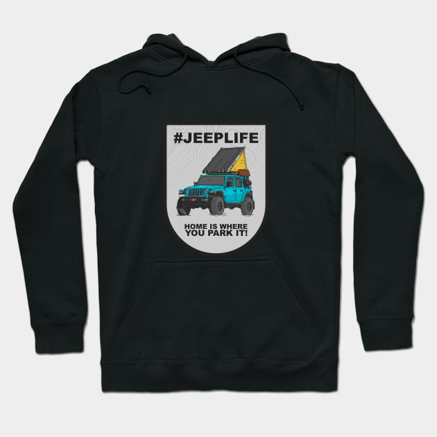 Jeep Life Jeep Wrangler Offroad 4x4 - Ocean Blue Hoodie by 4x4 Sketch